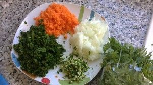 Mezcla para las hamburguesas Mezcla de espinacas, cebolla, zanahoria, ajo y perejil